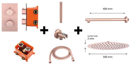 Doucheset Best Design HighLine Series Lyon Salvador inbouw 2 weg regendoucheset mat rosé goud SaniSupreme
