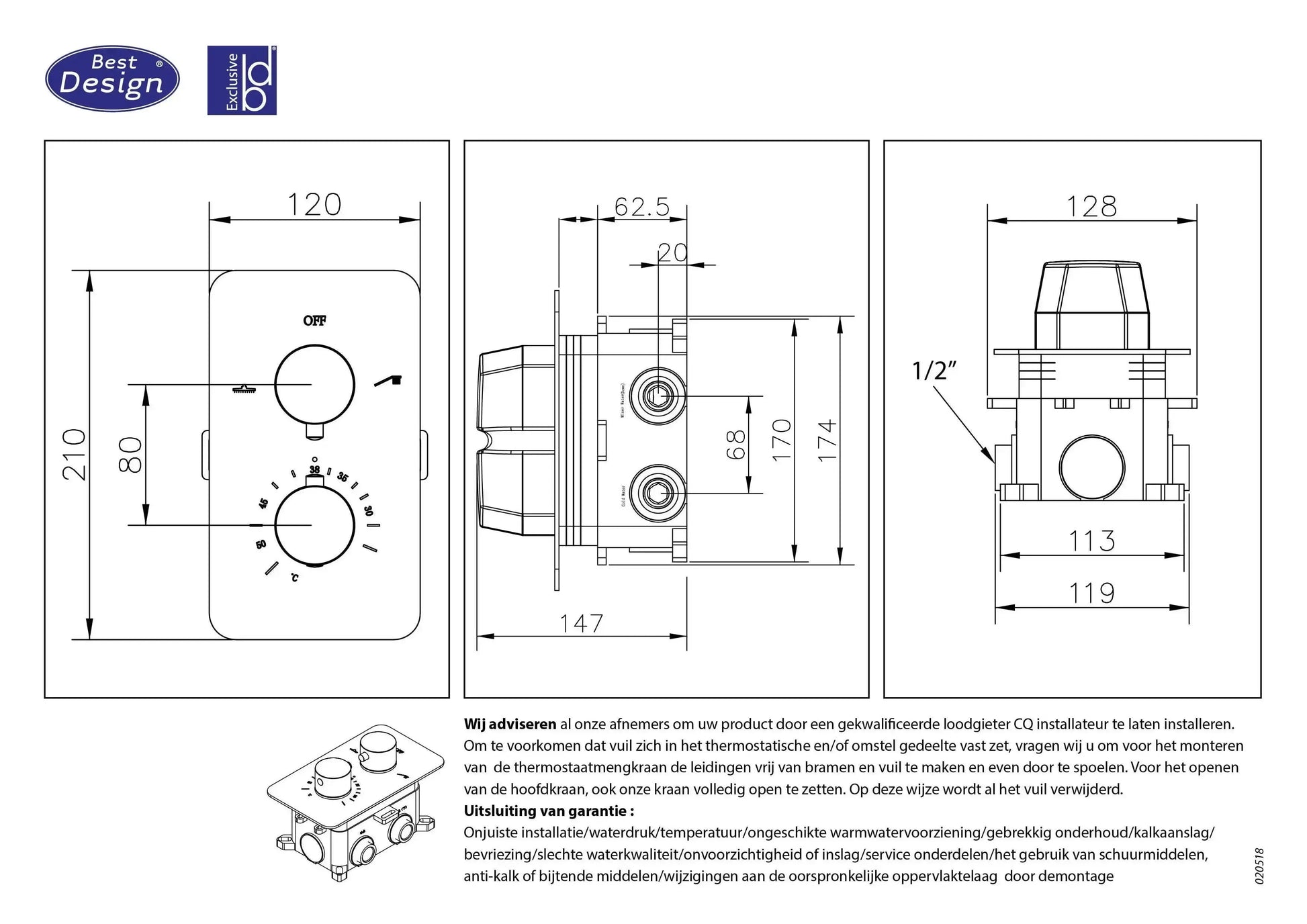 Doucheset Best Design HighLine Series Lyon Salvador inbouw regendoucheset mat rosé goud SaniSupreme Sanisupreme
