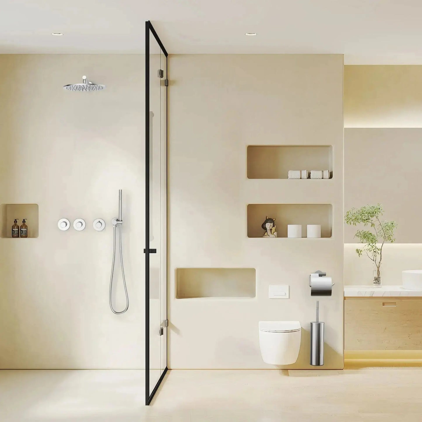 Doucheset SaniSupreme Stria CeilingRain Wall Chroom Set 2 weg Sanisupreme