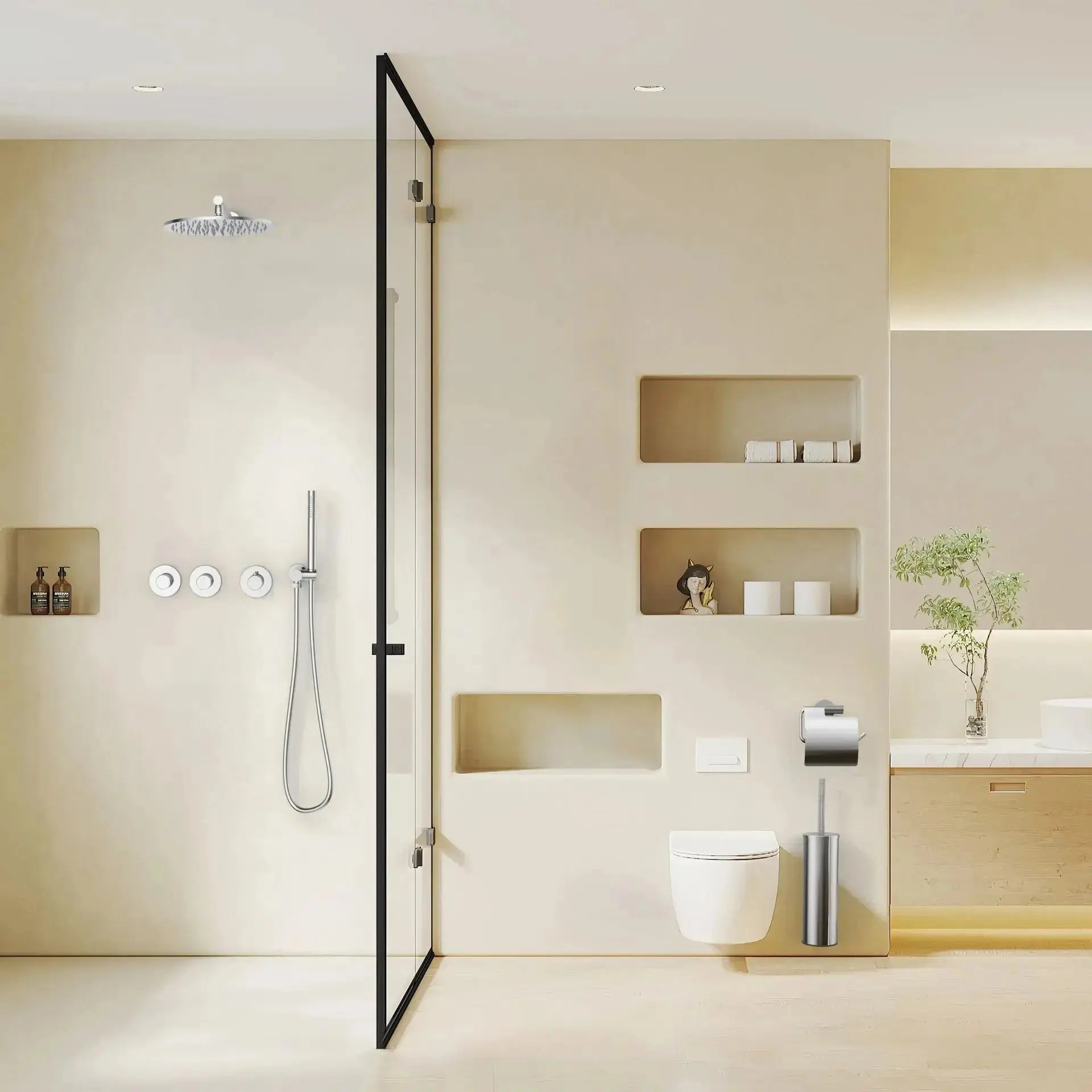 Doucheset SaniSupreme Stria CeilingRain Wall Chroom Set 2 weg Sanisupreme