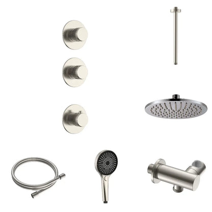 Doucheset SaniSupreme Stria CeilingRain plafond Geborsteld RVS Set 2 weg Sanisupreme