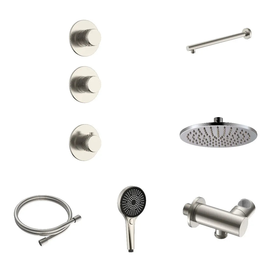 Doucheset SaniSupreme Stria CeilingRain wall Geborsteld RVS Set 2 weg