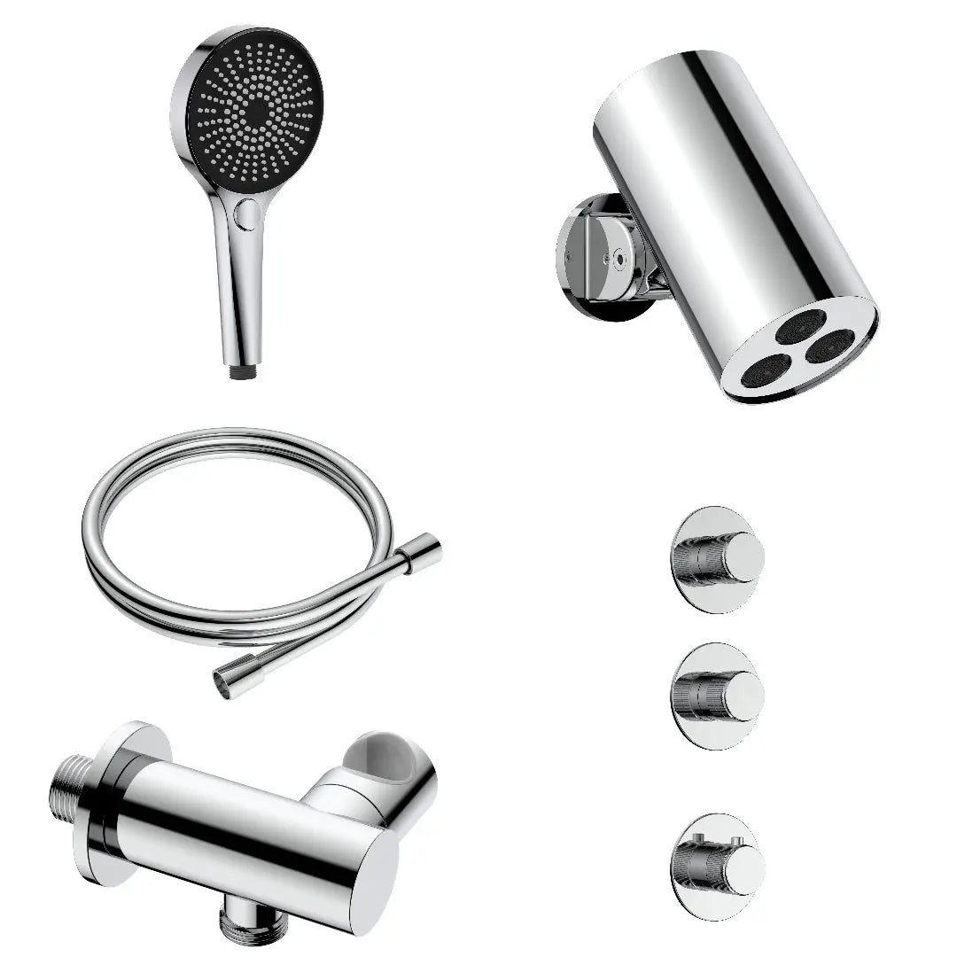 Doucheset SaniSupreme Stria ProRain Watergordijn Mat Zwart Wand Set 2 weg