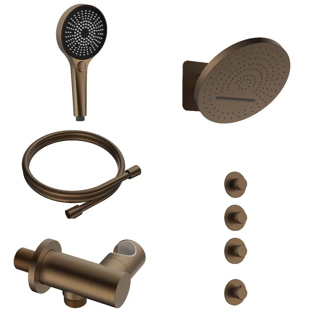 Doucheset SaniSupreme Stria ProRain Waterval Bruin Brons Wand Set 3 weg