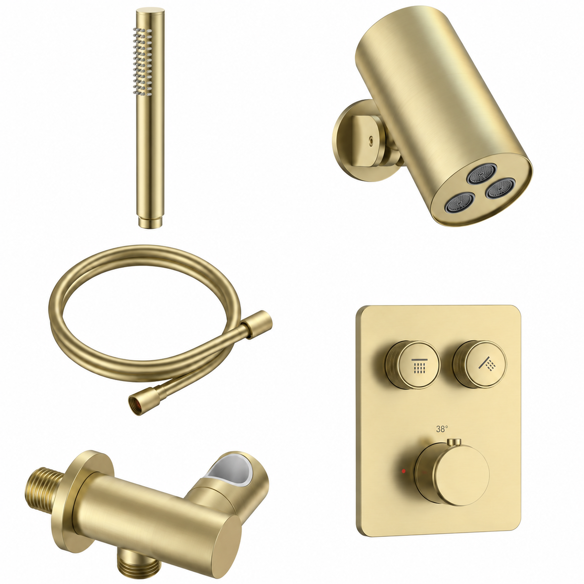 Doucheset SaniSupreme Stria Rainround Smartcontrol Regendouche set Geborsteld Goud ll