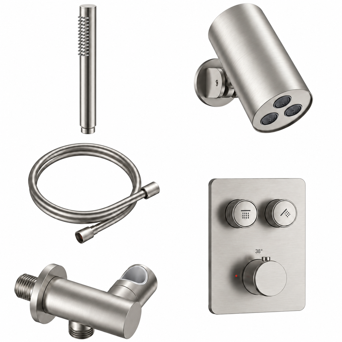 Doucheset SaniSupreme Stria Rainround Smartcontrol Regendouche set Geborsteld RVS ll