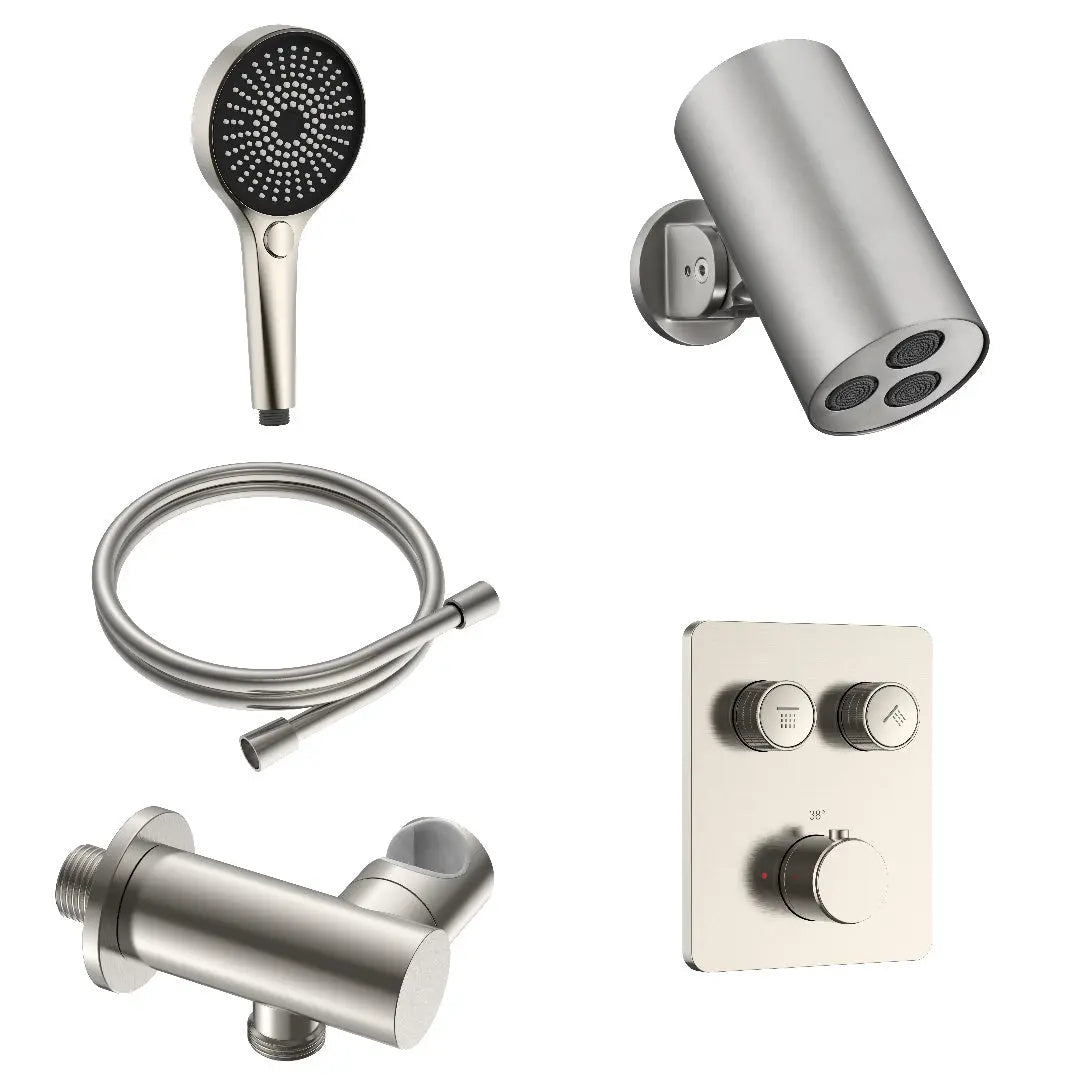 Doucheset SaniSupreme Stria Rainround Smartcontrol Regendoucheset Geborsteld RVS