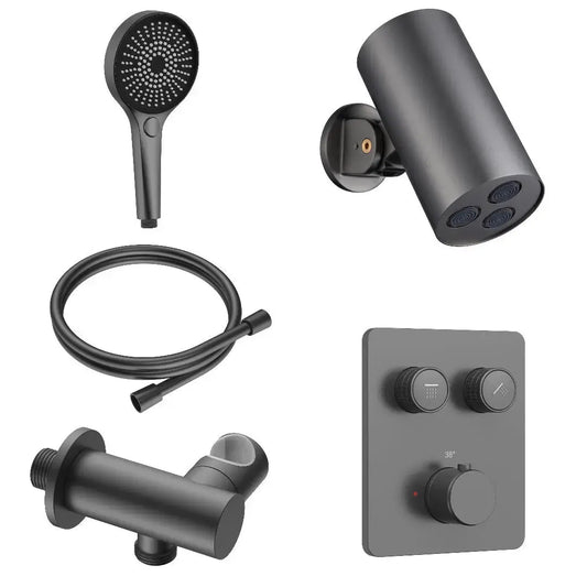 Doucheset SaniSupreme Stria Rainround Smartcontrol Regendoucheset Gunmetal