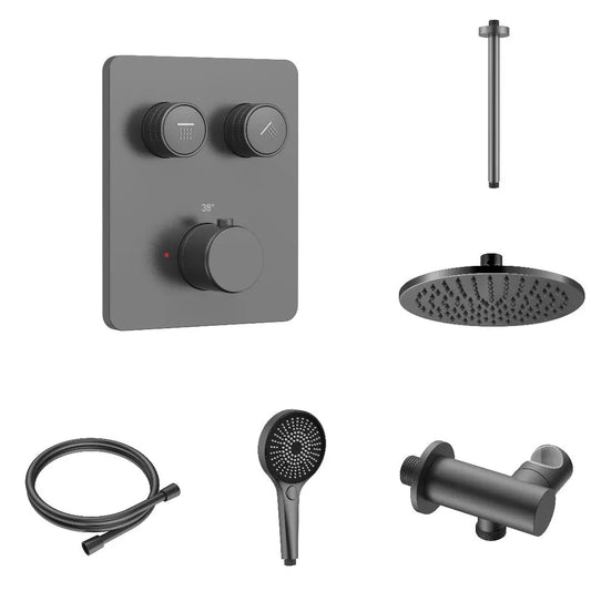 Doucheset SaniSupreme Stria Smartrain Gunmetal Smart Control Regendoucheset