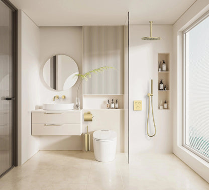 Doucheset SaniSupreme Stria Smartrain Mat Goud Smart Control Regendoucheset