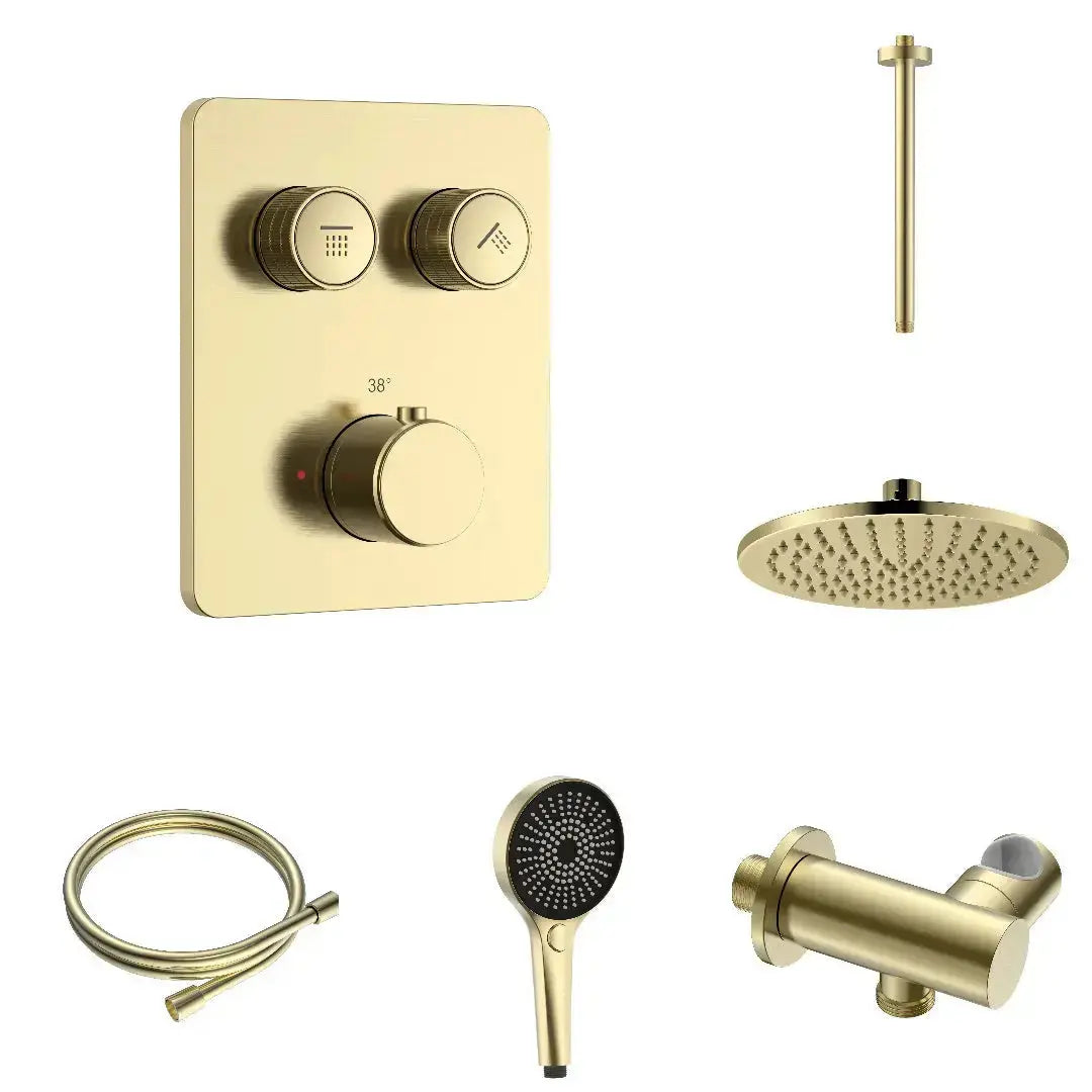 Doucheset SaniSupreme Stria Smartrain Mat Goud Smart Control Regendoucheset