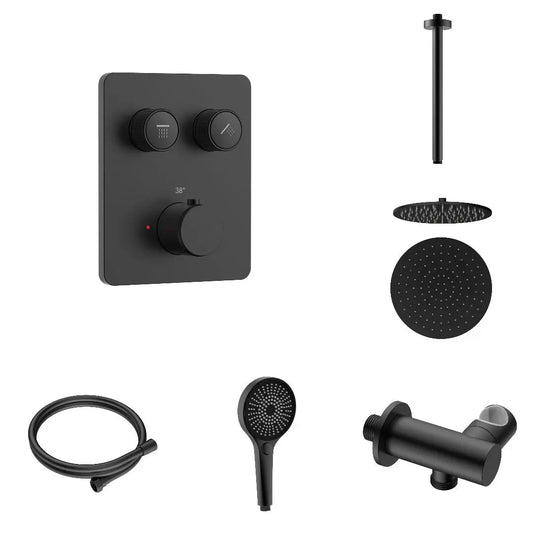 Doucheset SaniSupreme Stria Smartrain Mat Zwart Smart Control Regendoucheset