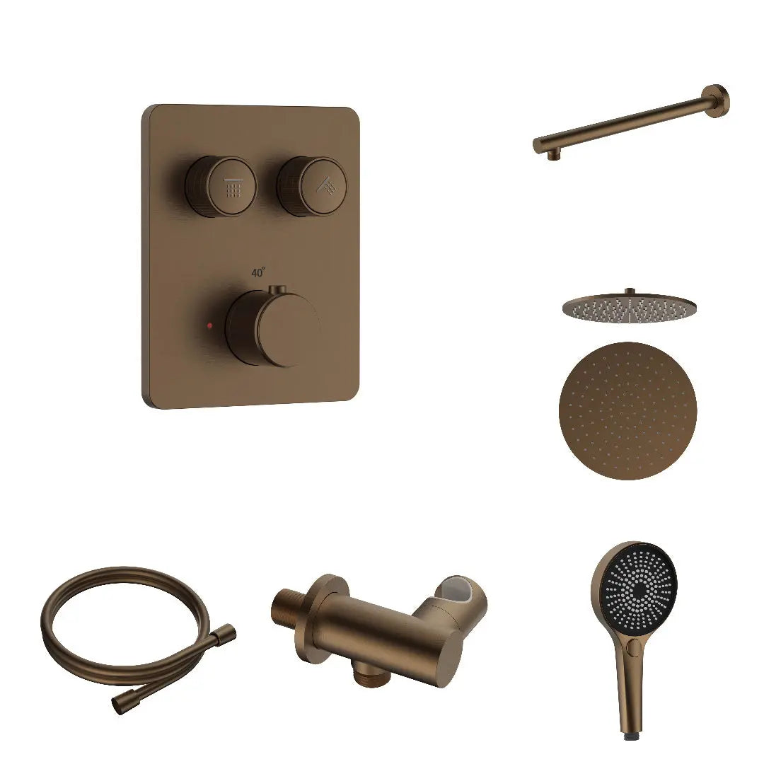 Doucheset SaniSupreme Stria Smartrain Wall Bruin Brons Smart Control Regendoucheset