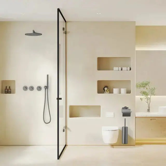 Doucheset SaniSupreme Stria Smartrain Wall Gunmetal Smart Control Regendoucheset