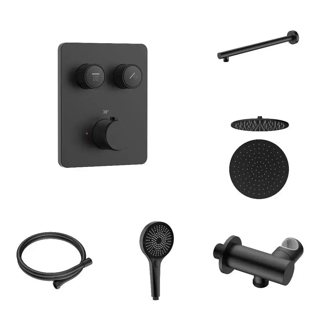 Doucheset SaniSupreme Stria Smartrain Wall Mat Zwart Smart Control Regendoucheset Sanisupreme