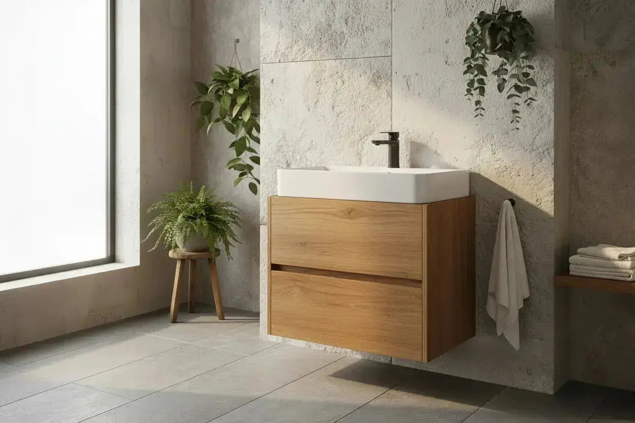 Wastafel Onderkast Set Abruzzo 60 cm Eiken SaniSupreme Sanisupreme