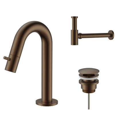 Fonteinkraan SaniSupreme Stria Toiletkraan Bruin Brons Sifon met Clickwaste