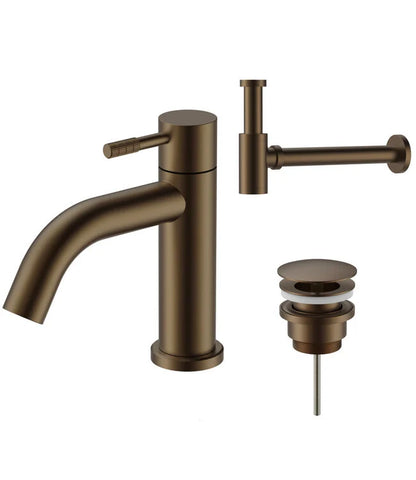 Fonteinkraan SaniSupreme Stria Toiletkraan Bruin Brons Sifon met Clickwaste II