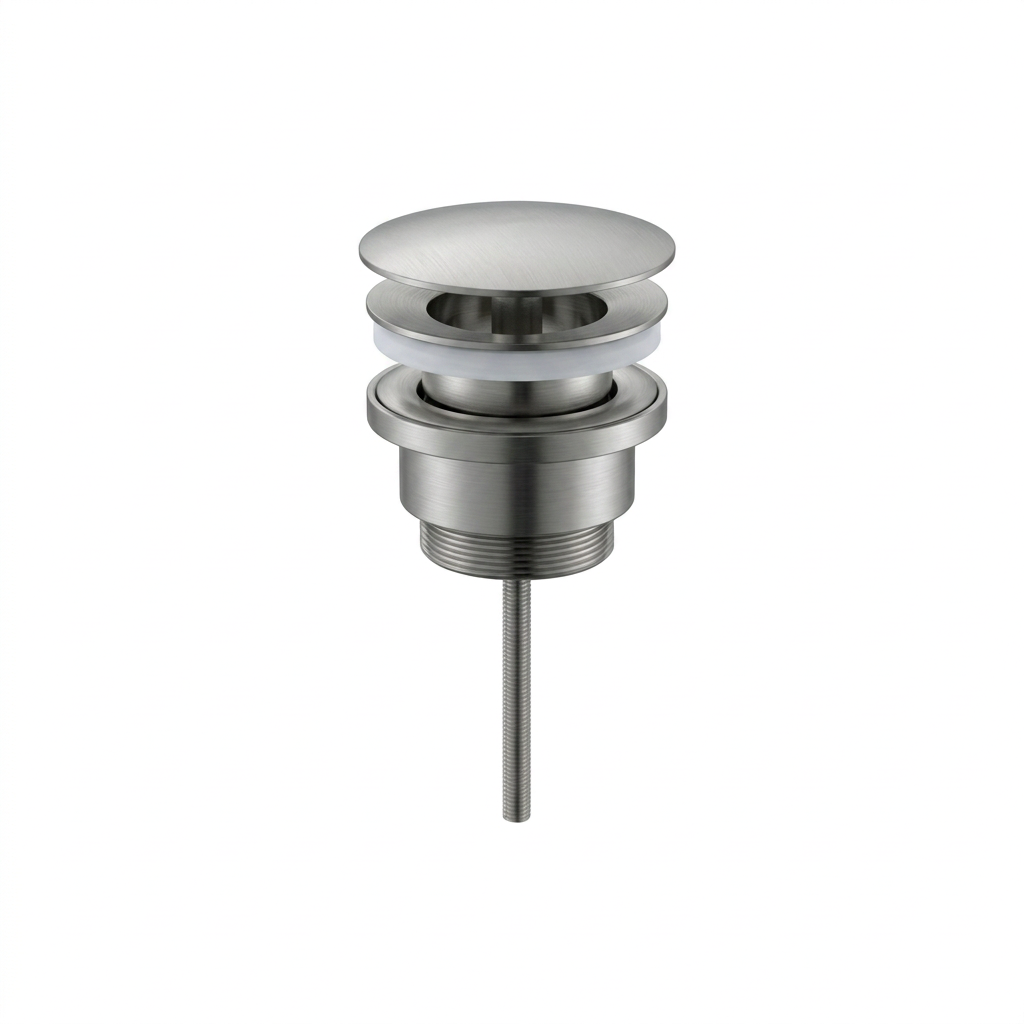 Fonteinkraan SaniSupreme Stria Toiletkraan Geborsteld RVS Sifon met Clickwaste II