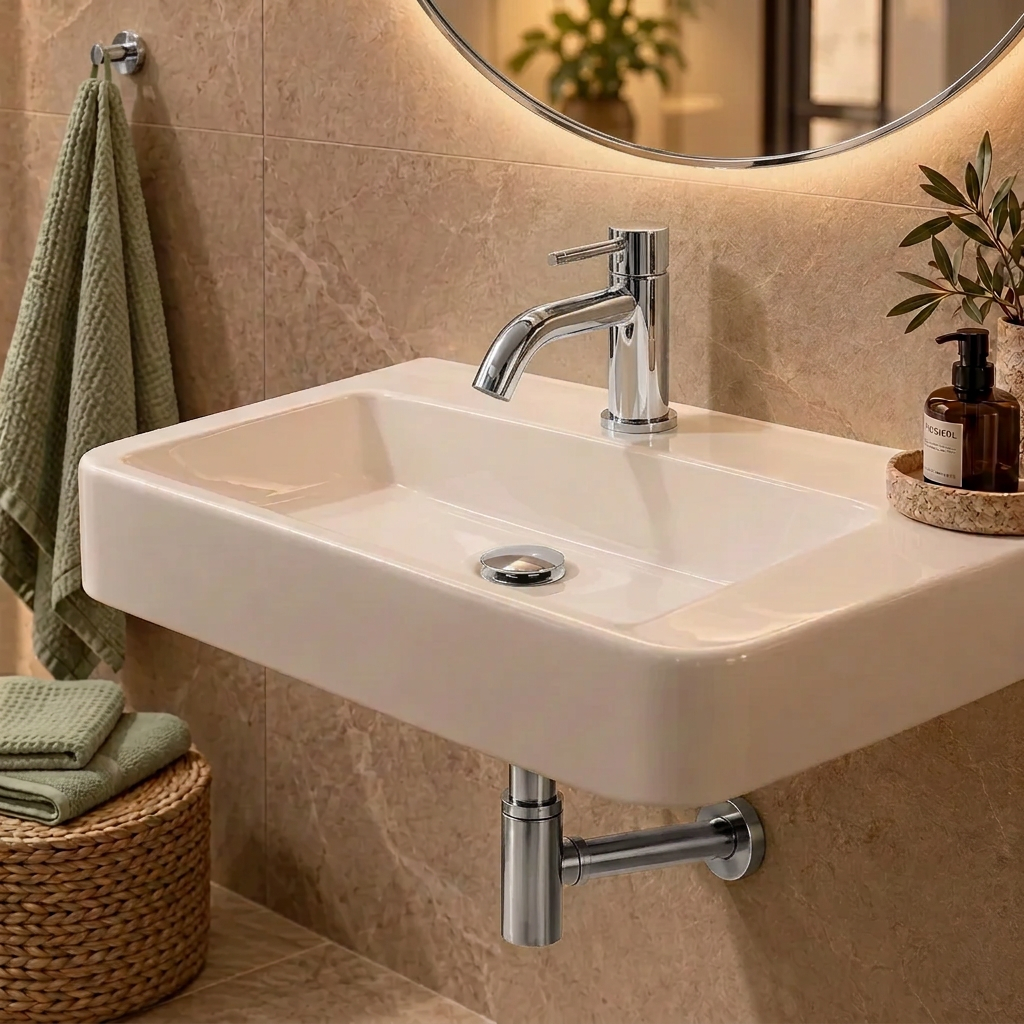 Fonteinkraan SaniSupreme Stria Toiletkraan Chroom Sifon met Clickwaste II5