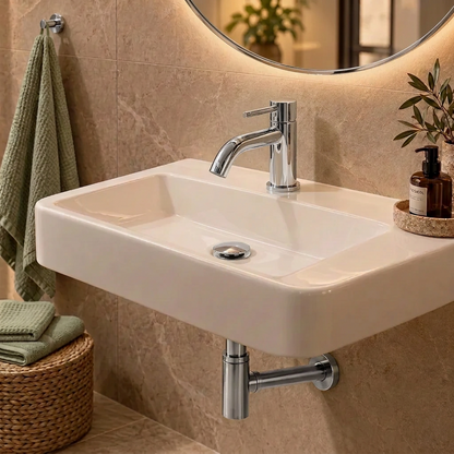 Fonteinkraan SaniSupreme Stria Toiletkraan Chroom Sifon met Clickwaste II5