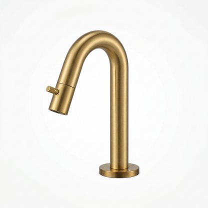 Fonteinkraan SaniSupreme Stria Toiletkraan Geborsteld Goud Sifon met Clickwaste2