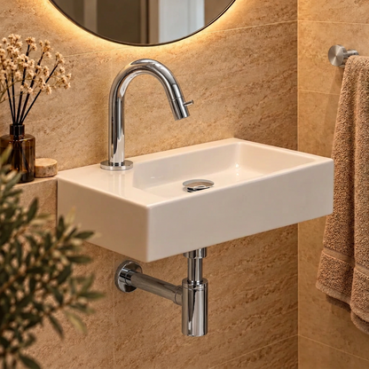 Fonteinkraan SaniSupreme Stria Toiletkraan Chroom Sifon met Clickwaste