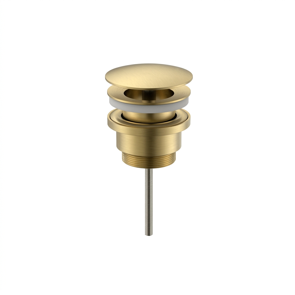 Fonteinkraan SaniSupreme Stria Toiletkraan Geborsteld Goud Sifon met Clickwaste II3