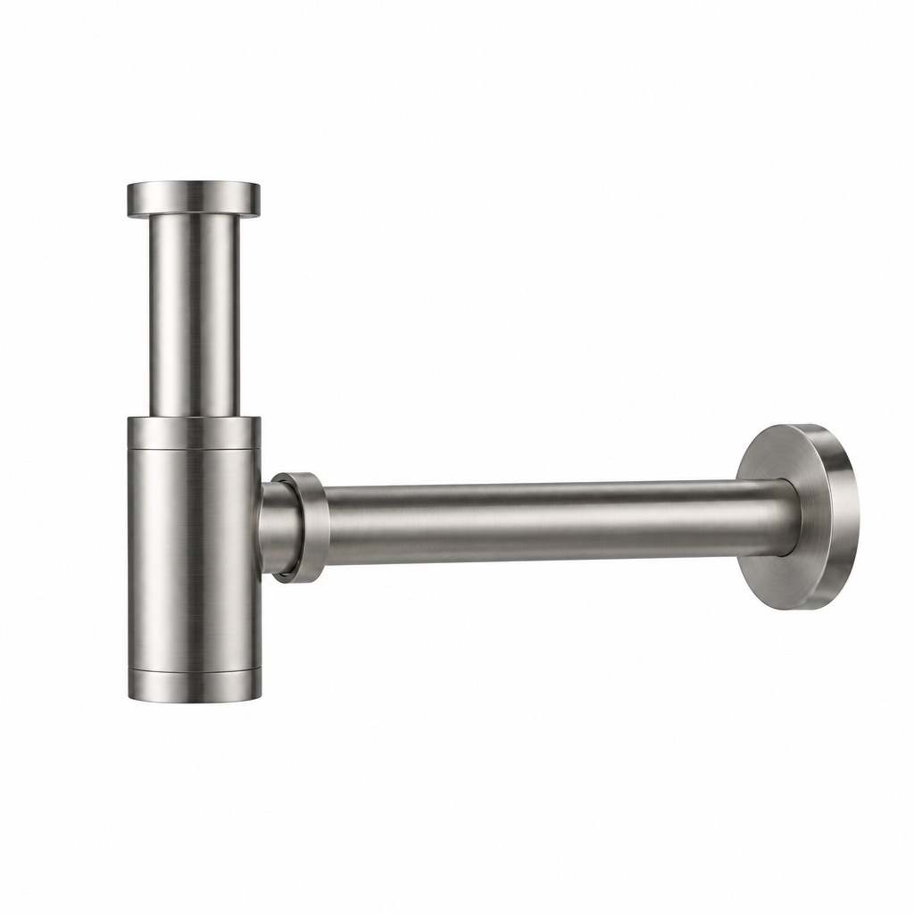 Fonteinkraan SaniSupreme Stria Toiletkraan Geborsteld RVS Sifon met Clickwaste3