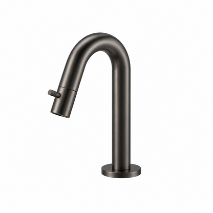 Fonteinkraan SaniSupreme Stria Toiletkraan GunMetal Sifon met Clickwaste2