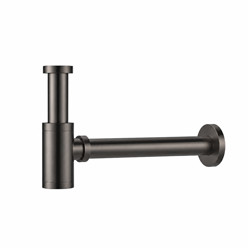 Fonteinkraan SaniSupreme Stria Toiletkraan GunMetal Sifon met Clickwaste3