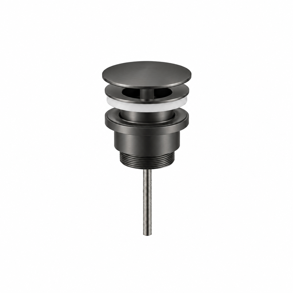 Fonteinkraan SaniSupreme Stria Toiletkraan GunMetal Sifon met Clickwaste4