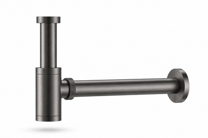 Fonteinkraan SaniSupreme Stria Toiletkraan Gun Metal Sifon met Clickwaste II3