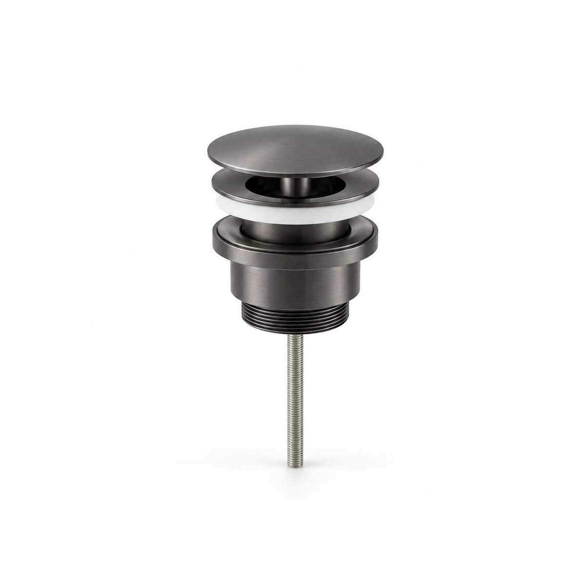 Fonteinkraan SaniSupreme Stria Toiletkraan Gun Metal Sifon met Clickwaste II4
