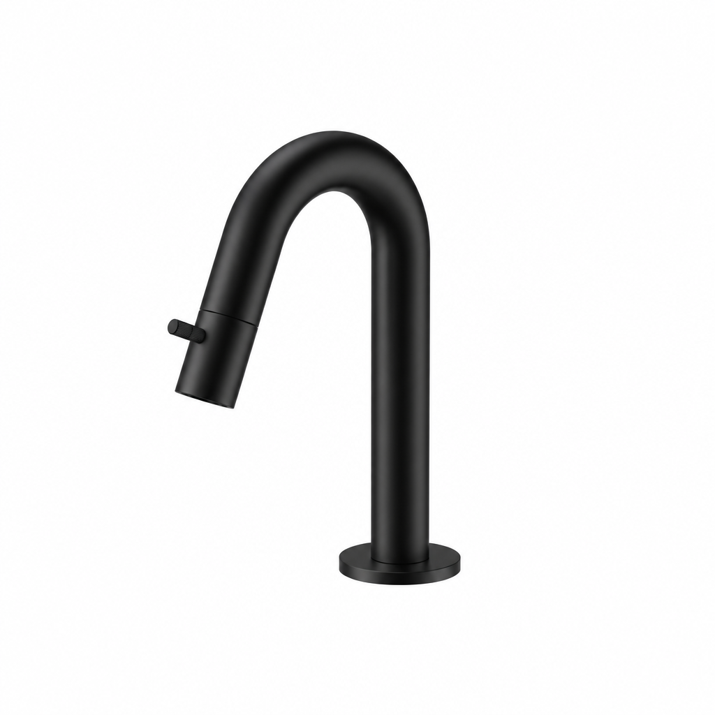 Fonteinkraan SaniSupreme Stria Toiletkraan Mat Zwart Sifon met Clickwaste2