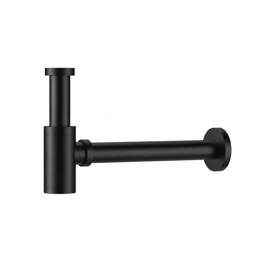 Fonteinkraan SaniSupreme Stria Toiletkraan Mat Zwart Sifon met Clickwaste3