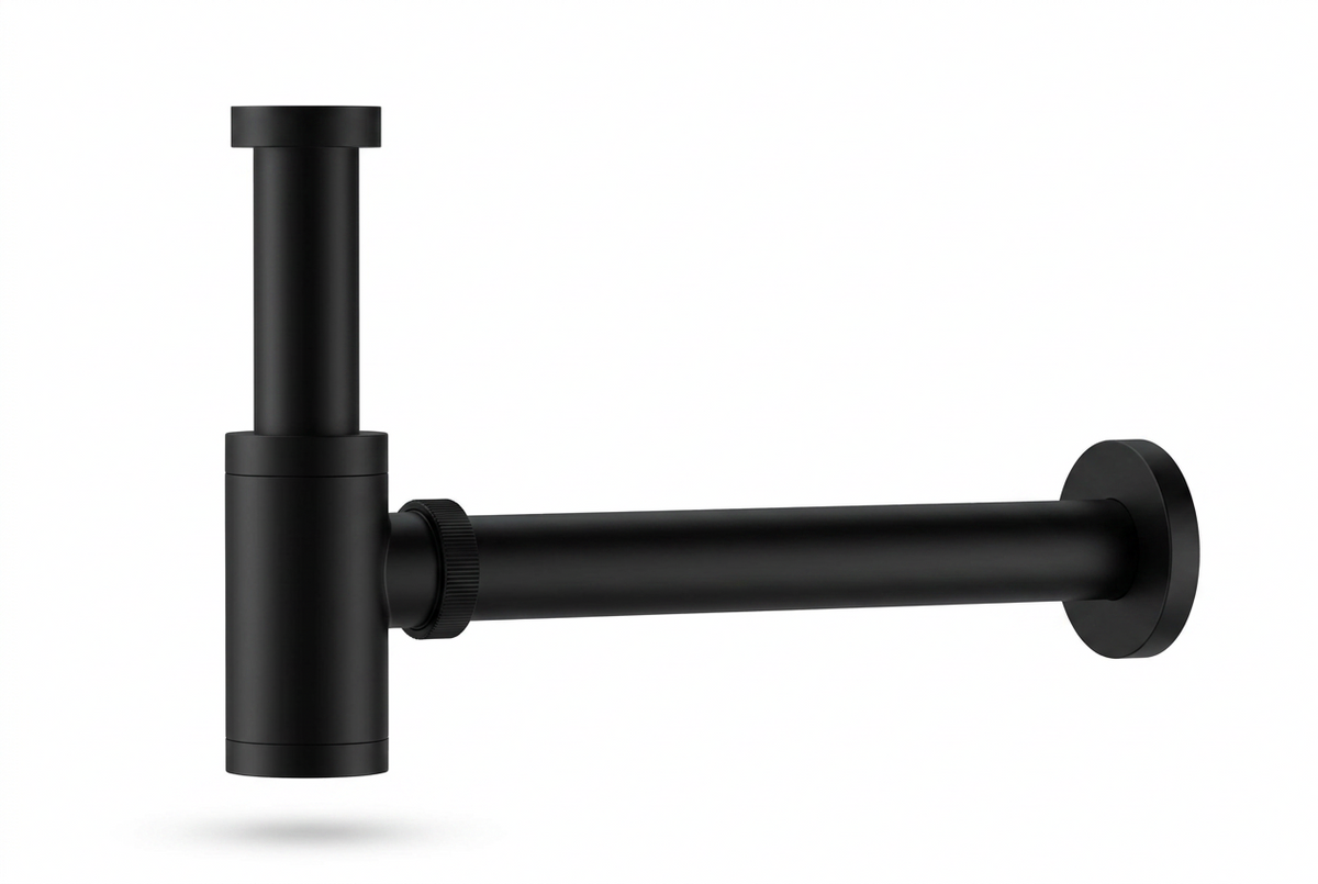 Fonteinkraan SaniSupreme Stria Toiletkraan Mat Zwart Sifon met Clickwaste II3