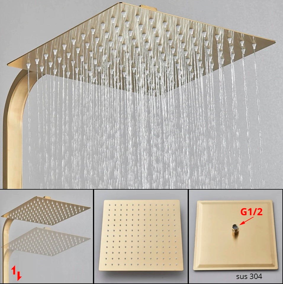 SaniSupreme Florida surface-mounted bath shower set with bath spout 8 inch rain shower chrome square