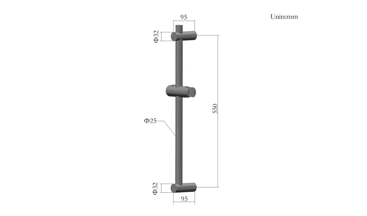 SaniSupreme Milano Handdouche Set inclusief doucheslang, Handdouche en Glijstang Gunmetal Sanisupreme