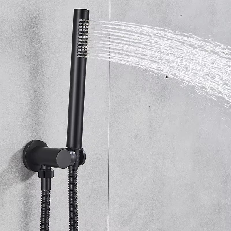 SaniSupreme Ensemble de douche Manhattan Premium de Luxe LCD 20 pouces | Douche de plafond à effet pluie de 50 cm carrée 3 voies noire à encastrer