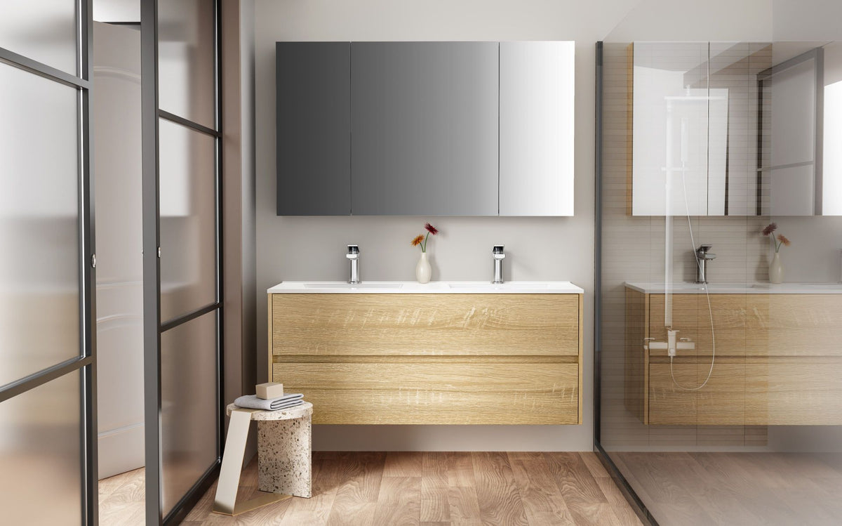 Wastafelonderkast Nerano 120 cm EIK met 2 Lades SaniSupreme