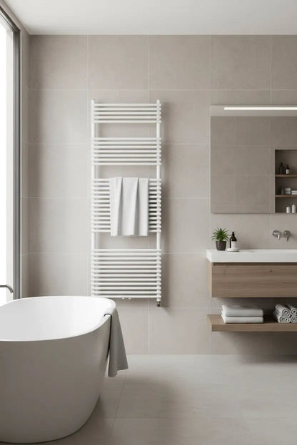 Handdoek verwarming Wit SaniSupreme Lunexa 179x60cm 1402 W Aansluiting midden