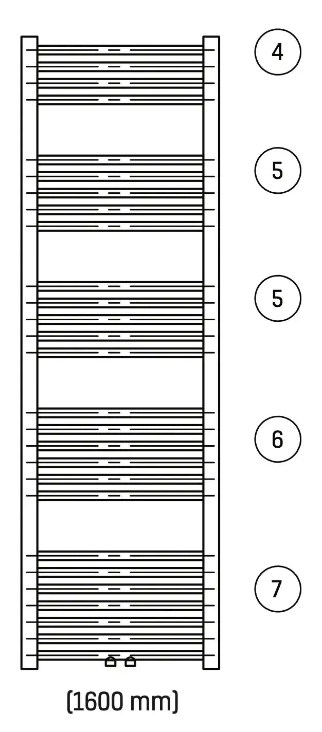 Handdoek verwarming Wit SaniSupreme Zenaro 160x60cm 712 W Aansluiting midden