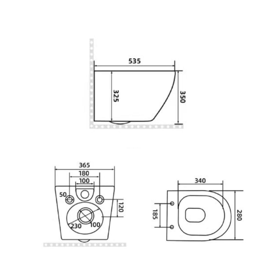 Hangtoilet Best-Design wandcloset 54cm Tornado-Flush incl.zitting Glans-wit
