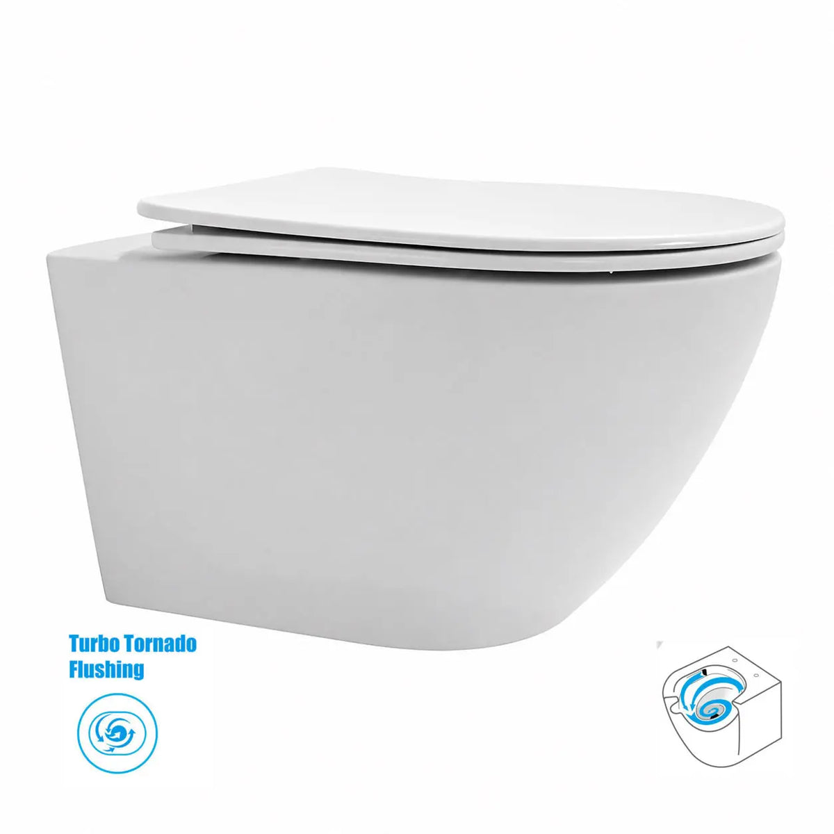 Hangtoilet Best-Design wandcloset 54cm Tornado-Flush incl.zitting Glans-wit SaniSupreme