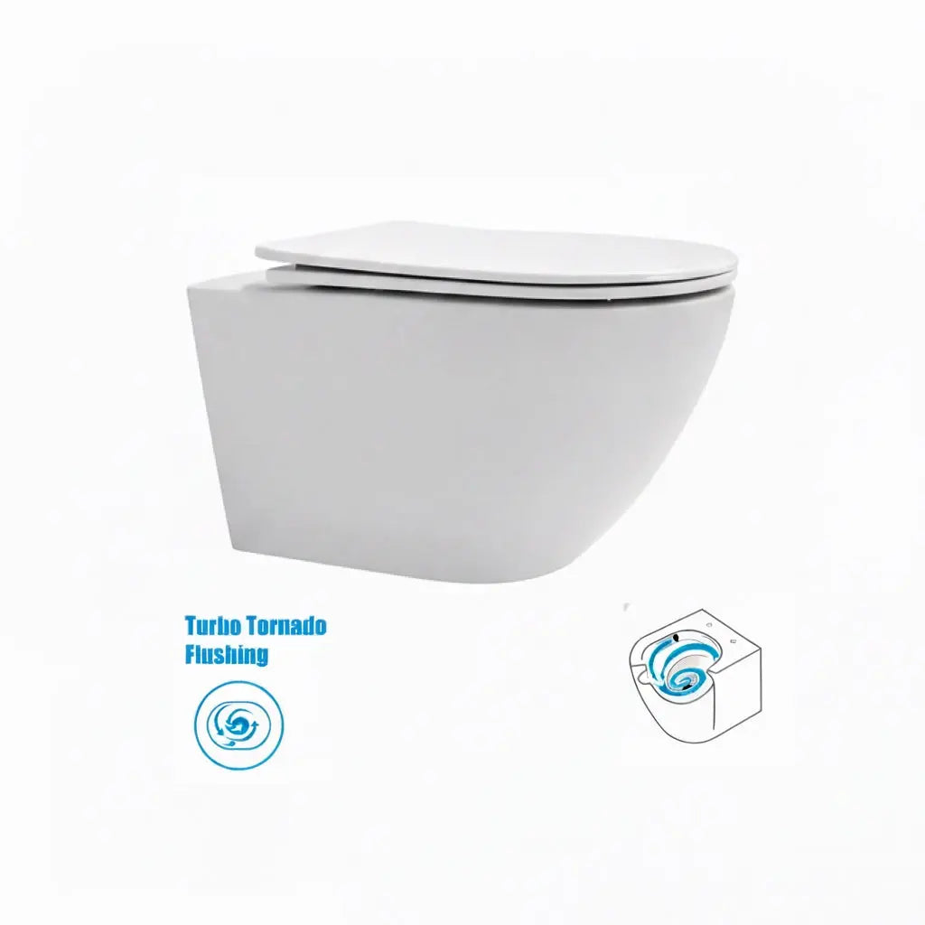 Hangtoilet Best-Design wandcloset 54cm Tornado-Flush incl.zitting Glans-wit SaniSupreme