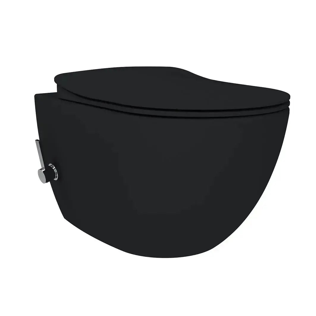 Hangtoilet Aveiro met ingebouwde Bidet warm en koud water wc randloos Mat Zwart SaniSupreme (kopie) SaniSupreme