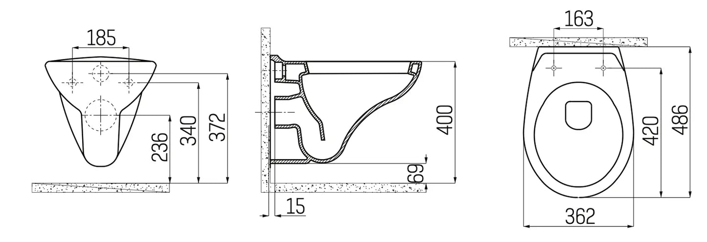 Hangtoilet Braga Glanzend Wit modern design met spoelrand SaniSupreme