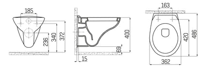 Hangtoilet Braga Glanzend Wit modern design met spoelrand SaniSupreme