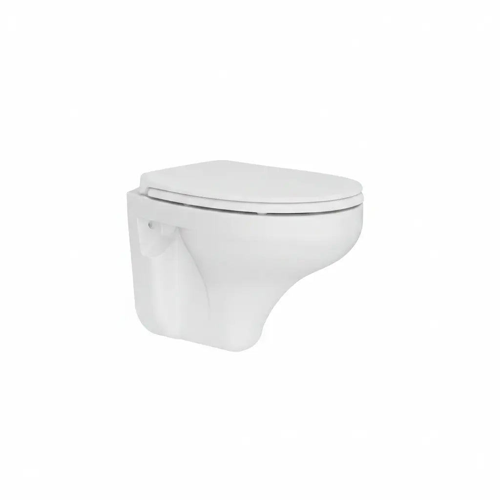 Hangtoilet Brogo met zitting Glanzend Wit modern design met spoelrand SaniSupreme